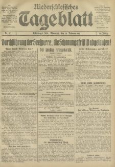 Niederschlesisches Tageblatt, no 37 (Mittwoch, den 14. Februar 1917)
