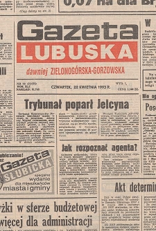 Gazeta Lubuska : magazyn : dawniej Zielonogórska-Gorzowska R. XLI [właśc. XLII], nr 89 (17/18 kwietnia 1993). - Wyd 1