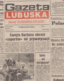 Gazeta Lubuska : dawniej Zielonogórska-Gorzowska R. XLI [właśc. XLII], nr 160 (13 lipca 1993). - Wyd 1