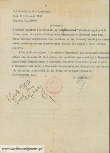 Postanowienie w sprawie spadkowej po śp. Tekli ze Szafrańskich Tkaczuk