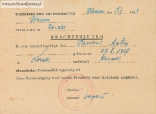 Antoni Sawras - Bescheinigung