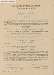 Antoni Sawras - Ablieferungsbescheid