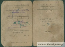 Michał Mykietów - Legitymacja służbowa nr 54