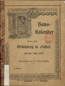 Hauskalender für den Kreis Grünberg in Schles. auf das Jahr 1916