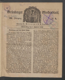 Grünberger Wochenblatt, No. 1. (3. Januar 1850)