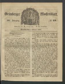 Gr&uuml;nberger Wochenblatt, No. 10. (4. Februar 1850)
