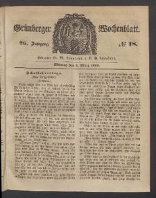 Grünberger Wochenblatt, No. 18. (4. März 1850)