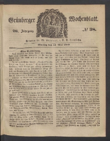 Grünberger Wochenblatt, No. 38. (13. Mai 1850)