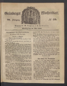 Grünberger Wochenblatt, No. 40. (20. Mai 1850)