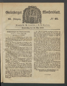 Grünberger Wochenblatt, No. 41. (23. Mai 1850)