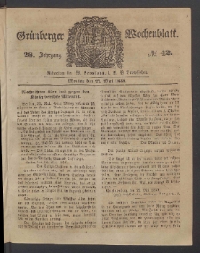 Grünberger Wochenblatt, No. 42. (27. Mai 1850)