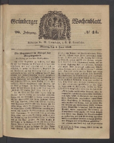 Gr&uuml;nberger Wochenblatt, No. 44. (3. Juni 1850)