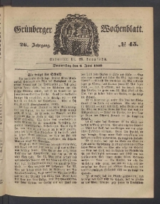 Grünberger Wochenblatt, No. 45. (6. Juni 1850)