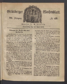 Grünberger Wochenblatt, No. 47. (13. Juni 1850)