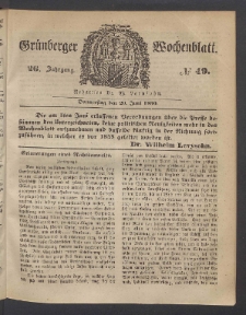 Grünberger Wochenblatt, No. 49. (20. Juni 1850)