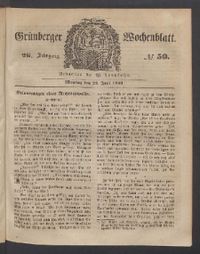 Grünberger Wochenblatt, No. 50. (24. Juni 1850)