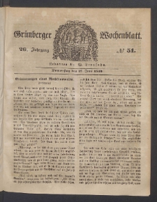 Grünberger Wochenblatt, No. 51. (27. Juni 1850)