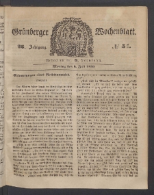 Grünberger Wochenblatt, No. 54. (8. Juli 1850)