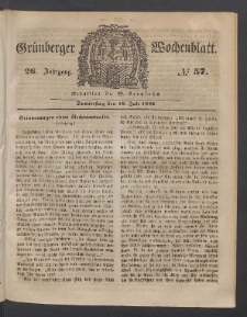 Gr&uuml;nberger Wochenblatt, No. 57. (18. Juli 1850)