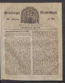 Grünberger Wochenblatt, No. 58. (22. Juli 1850)