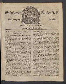 Grünberger Wochenblatt, No. 62. (5. August 1850)