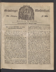 Grünberger Wochenblatt, No. 63. (8. August 1850)
