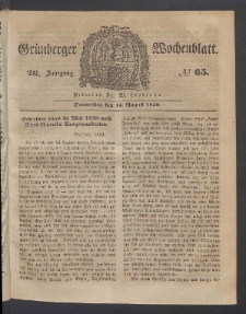 Grünberger Wochenblatt, No. 65. (15. August 1850)