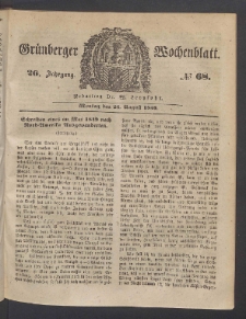 Grünberger Wochenblatt, No. 68. (26. August 1850)