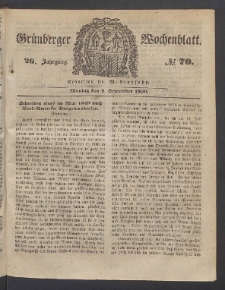 Grünberger Wochenblatt, No. 70. (2. September 1850)