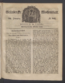 Grünberger Wochenblatt, No. 84. (21. Oktober 1850)