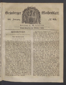 Grünberger Wochenblatt, No. 85. (24. Oktober 1850)