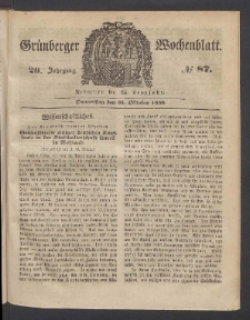 Grünberger Wochenblatt, No. 87. (31. September 1850)