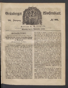 Grünberger Wochenblatt, No. 88. (4. November 1850)