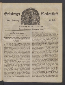 Grünberger Wochenblatt, No. 89. (7. November 1850)
