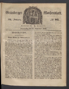 Grünberger Wochenblatt, No. 93. (21. November 1850)