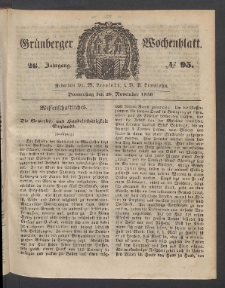 Grünberger Wochenblatt, No. 95. (28. November 1850)