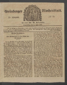 Gr&uuml;nberger Wochenblatt, No. 55. (8. Juli 1852)