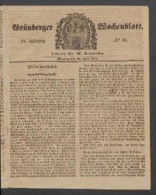 Gr&uuml;nberger Wochenblatt, No. 56. (12. Juli 1852)