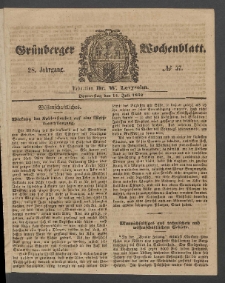 Grünberger Wochenblatt, No. 57. (15. Juli 1852)
