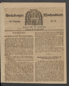 Gr&uuml;nberger Wochenblatt, No. 58. (19. Juli 1852)