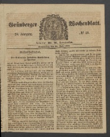 Gr&uuml;nberger Wochenblatt, No. 59. (22. Juli 1852)