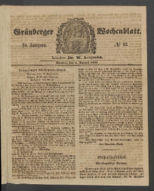 Grünberger Wochenblatt, No. 62. (2. August 1852)