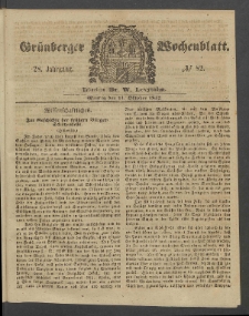 Grünberger Wochenblatt, No. 82. (11. Oktober 1852)