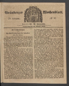 Grünberger Wochenblatt, No. 87. (28. Oktober 1852)