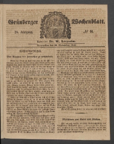 Grünberger Wochenblatt, No. 91. (11. November 1852)