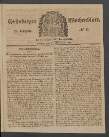 Gr&uuml;nberger Wochenblatt, No. 92. (15. November 1852)