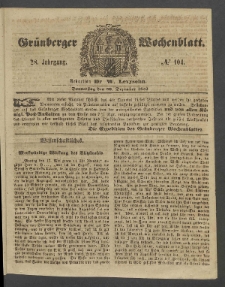 Grünberger Wochenblatt, No. 104. (30. Dezember 1852)