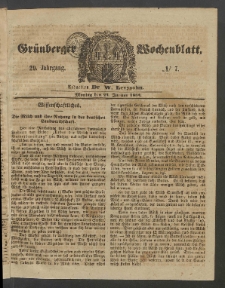 Gr&uuml;nberger Wochenblatt, No. 7. (24. Januar 1853)
