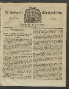 Gr&uuml;nberger Wochenblatt, No. 16. (24. Februar 1853)