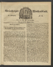 Grünberger Wochenblatt, No. 17. (28. Februar 1853)